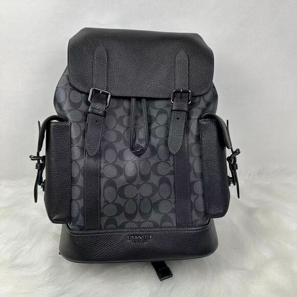 Coach Hudson Mens Large Backpack In Signature Canvas Charcoal/Black $699 - Picture 1 of 10